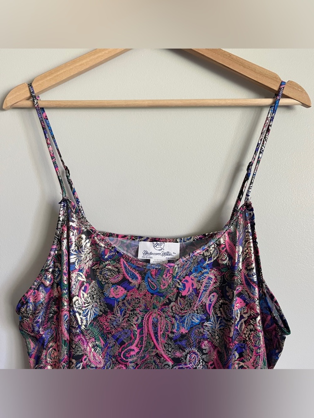 VTG Undercover Wear Chemise Size 1X‎ Metallic Gold Floral Paisley Nightie 80s - Picture 2 of 11